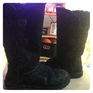 Tall Black UGG boots with buttons size 8